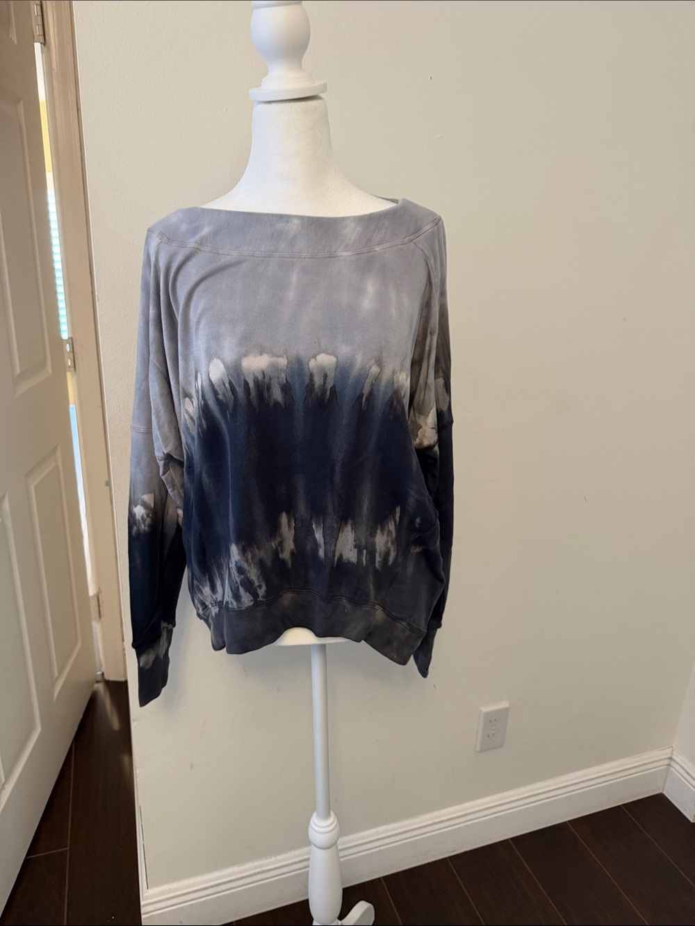 River + Sky Gray & Navy Tie-Dye Boatneck Sweatshirt